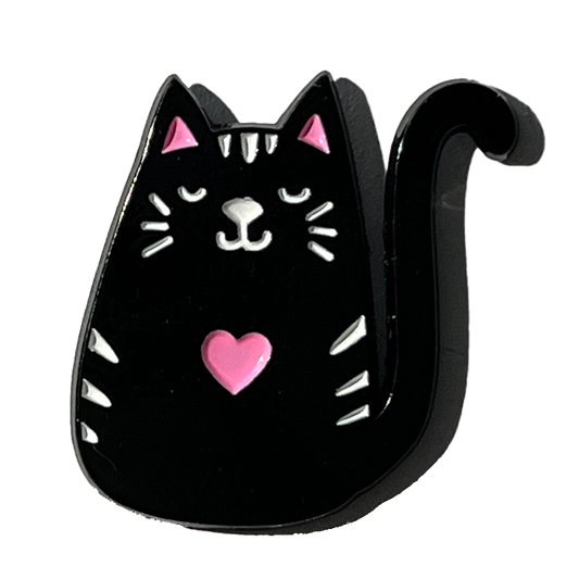Black cat with pink heart