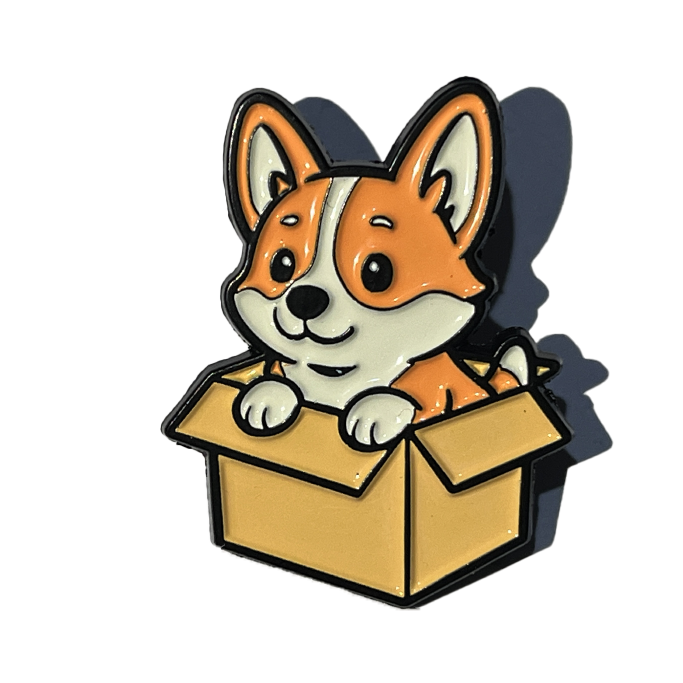 Corgi dentro de una caja