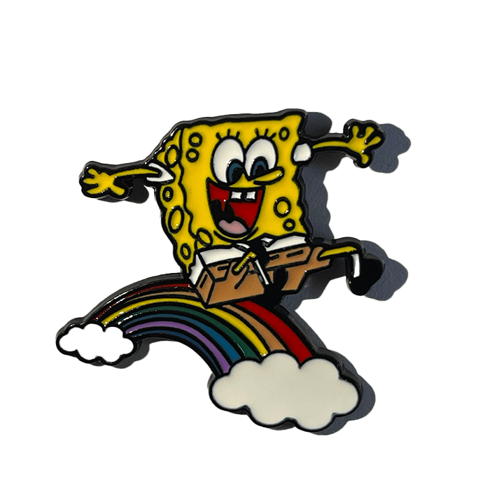 Bob Esponja deslizandose en arco iris