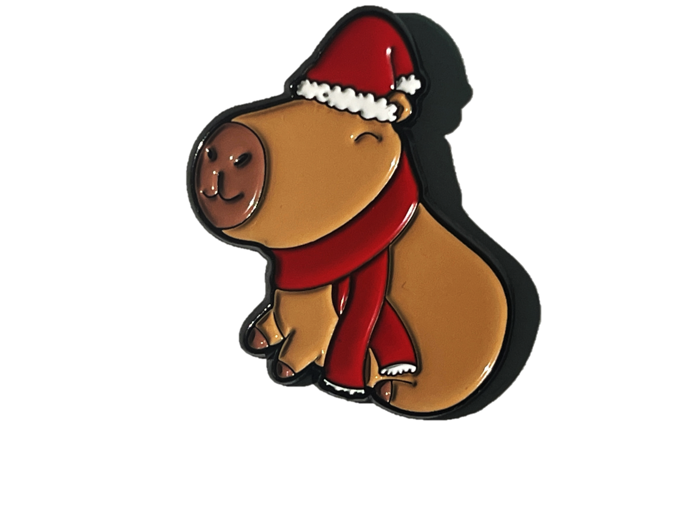 Capibara con gorro navideño y bufanda