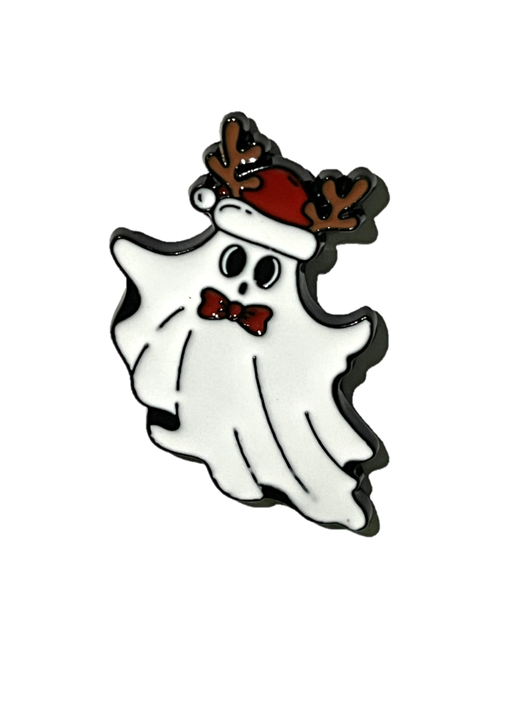 Fantasma con sombrero navideño y cachos de reno