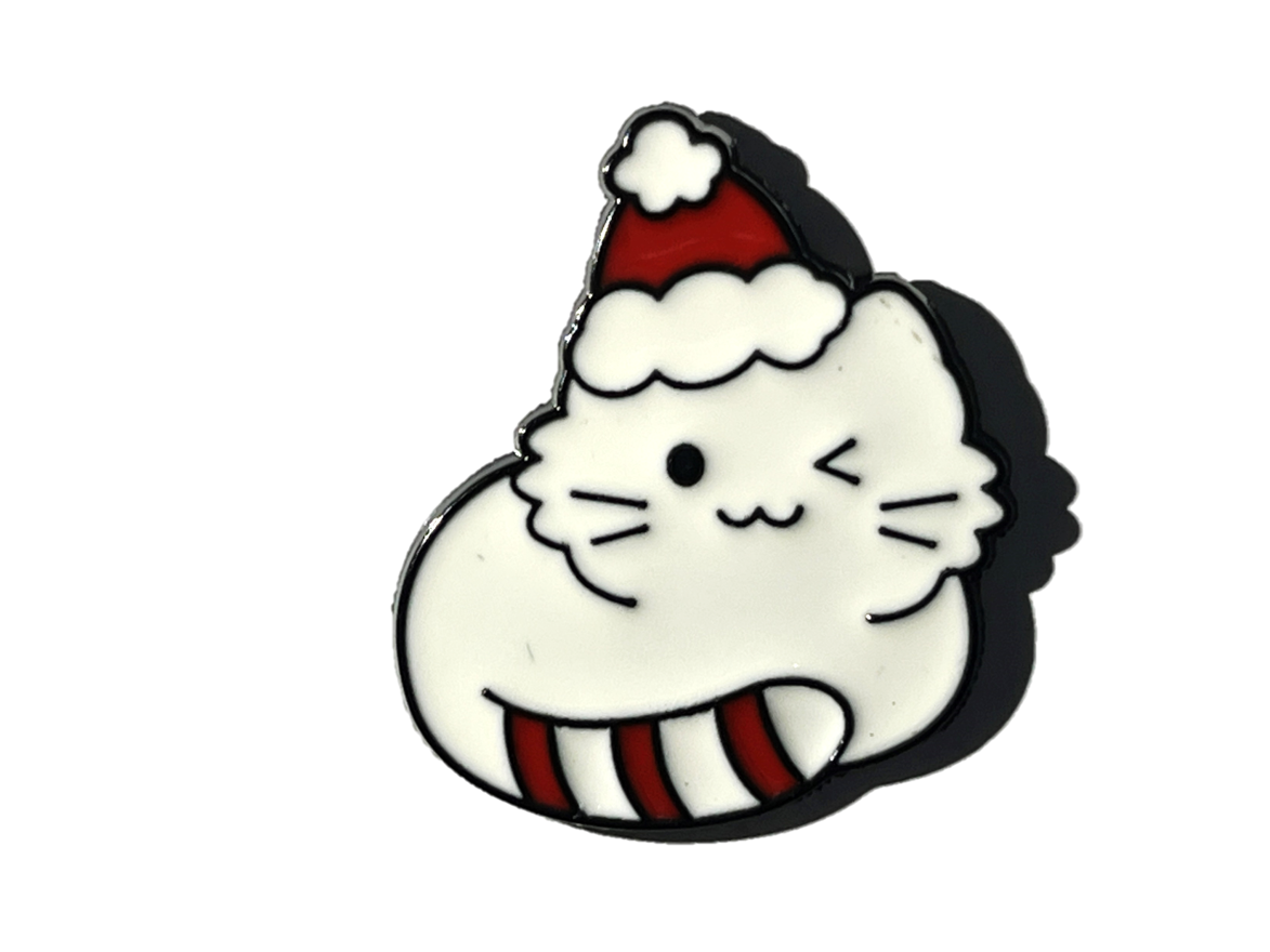 Gatito Blanco con Cola de Bastón Navideño