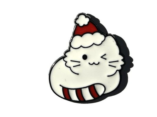 Gatito Blanco con Cola de Bastón Navideño