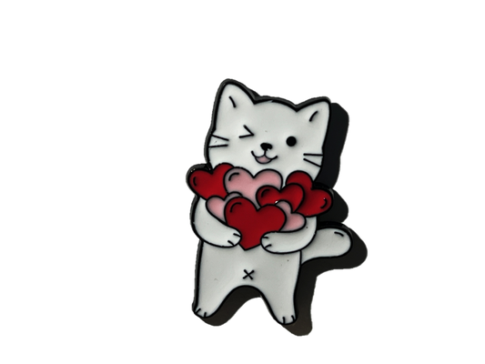 Gatito cargando corazones