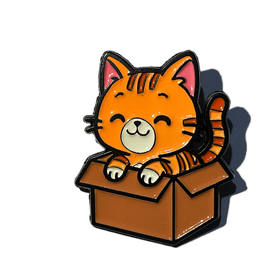 Gatito naranja dentro de una caja