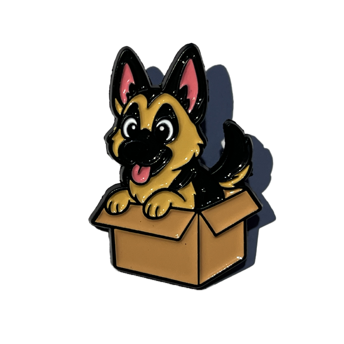 Pastor Alemán dentro de una caja