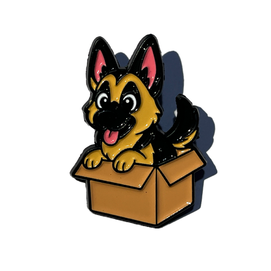 Pastor Alemán dentro de una caja