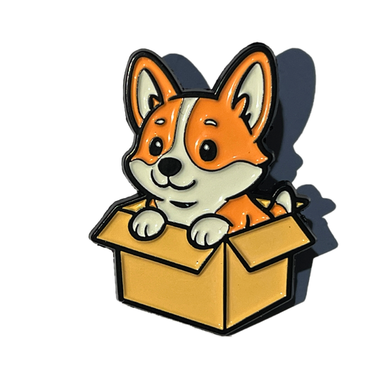Corgi dentro de una caja