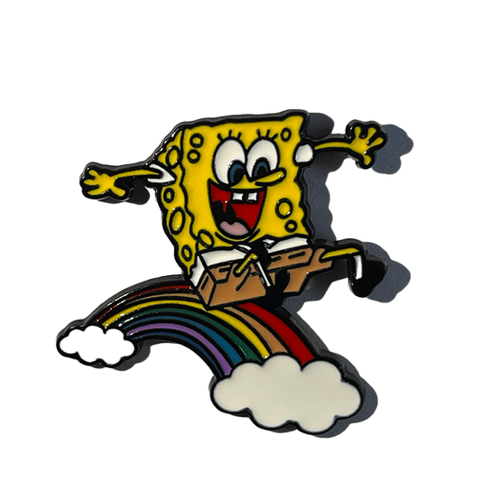 Bob Esponja deslizandose en arco iris