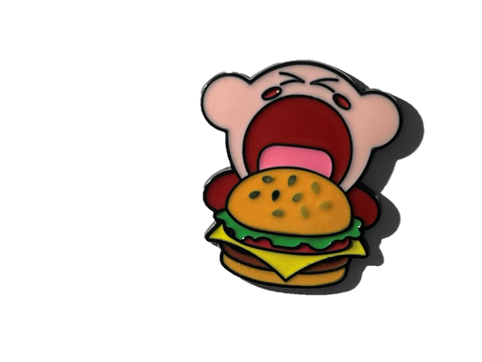 Kirby comiendose una hamburguesa